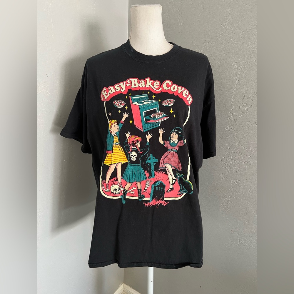 CREEPY CO. vintage Black Graphic Tee with Colorful Print size XL